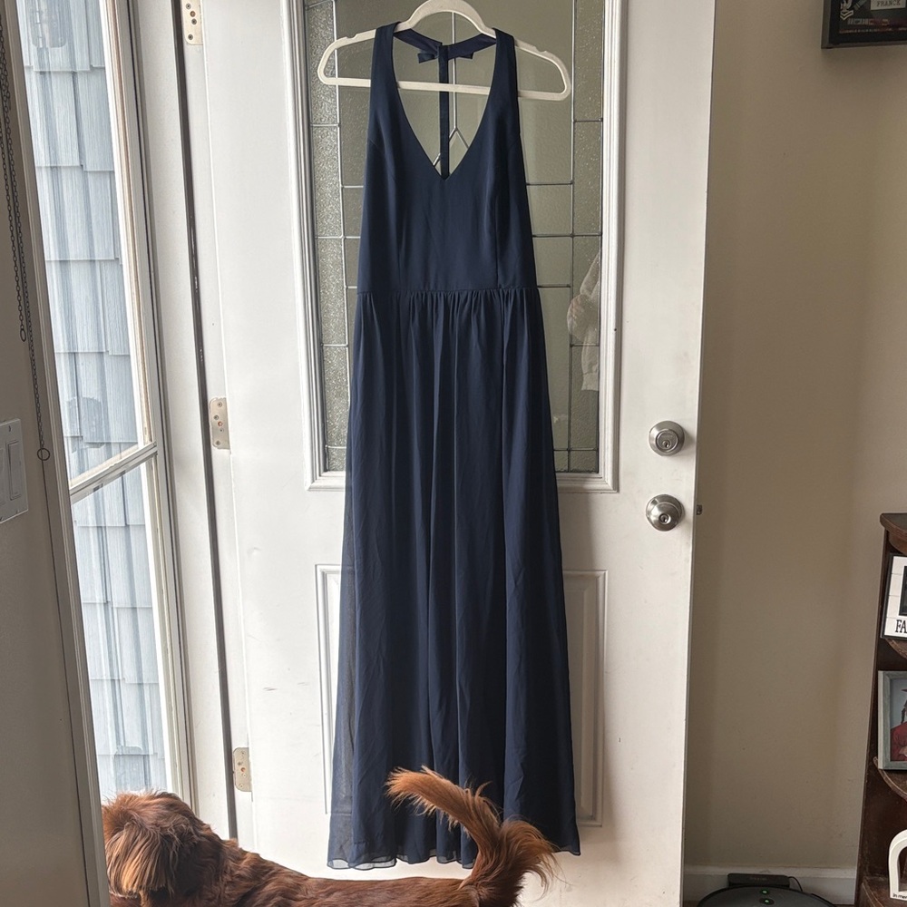 Bill Levkoff Navy Blue Backless Dress